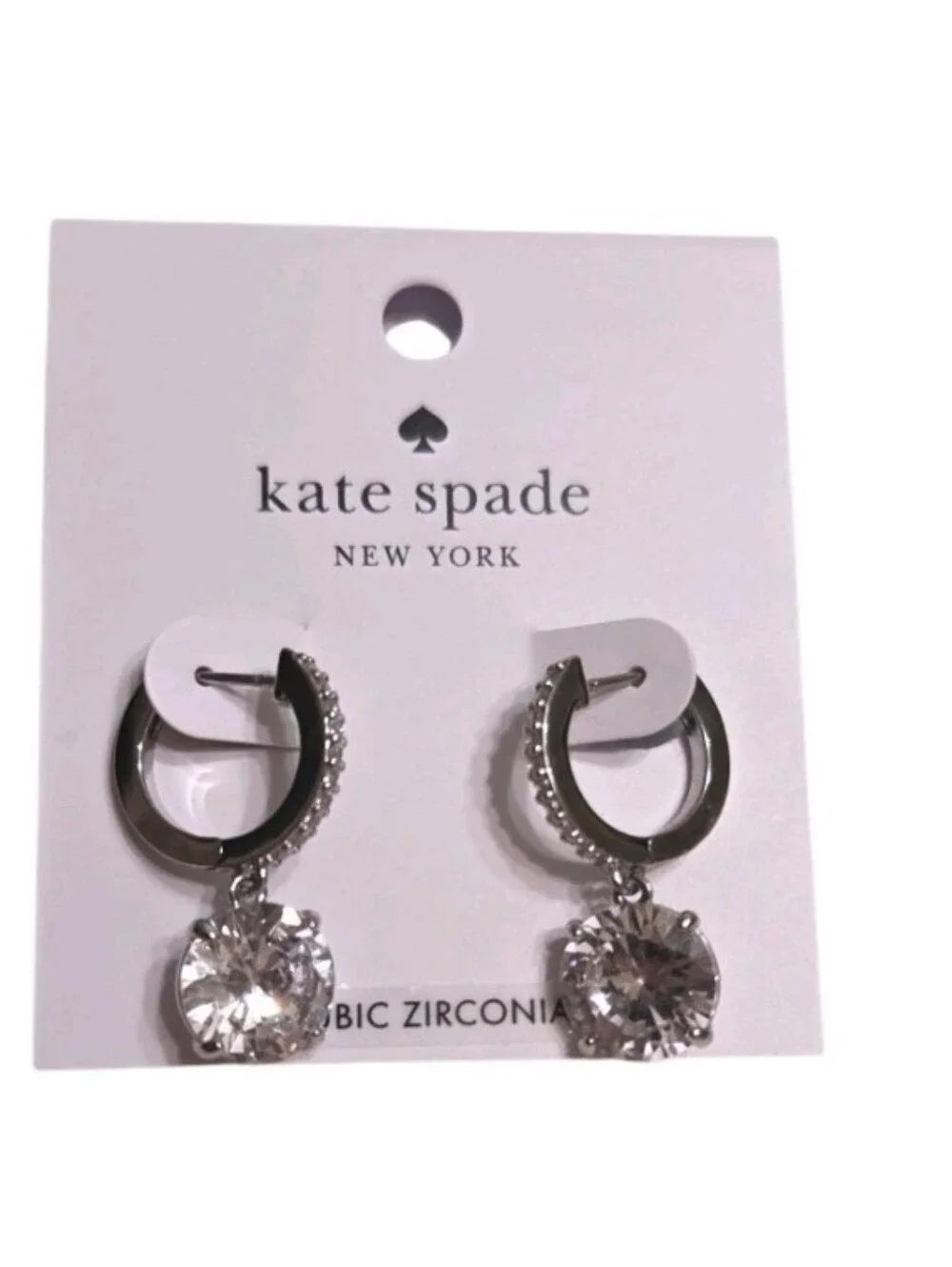 Kate Spade Bright Ideas Silver Plated Cubic Zirconia Huggie Earrings